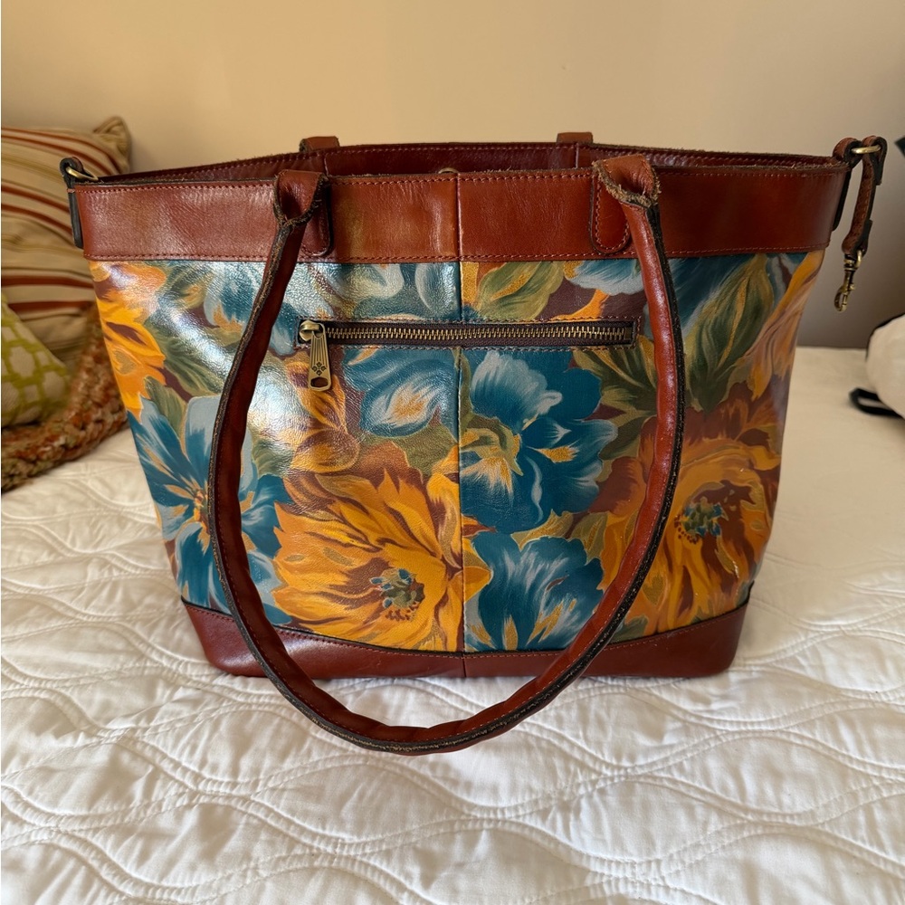 Floral Leather Tote Bag